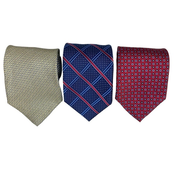 Set of 3 Tommy Hilfiger Mens Silk Printed Executive Ties Wardrobe Professional - Picture 1 of 16